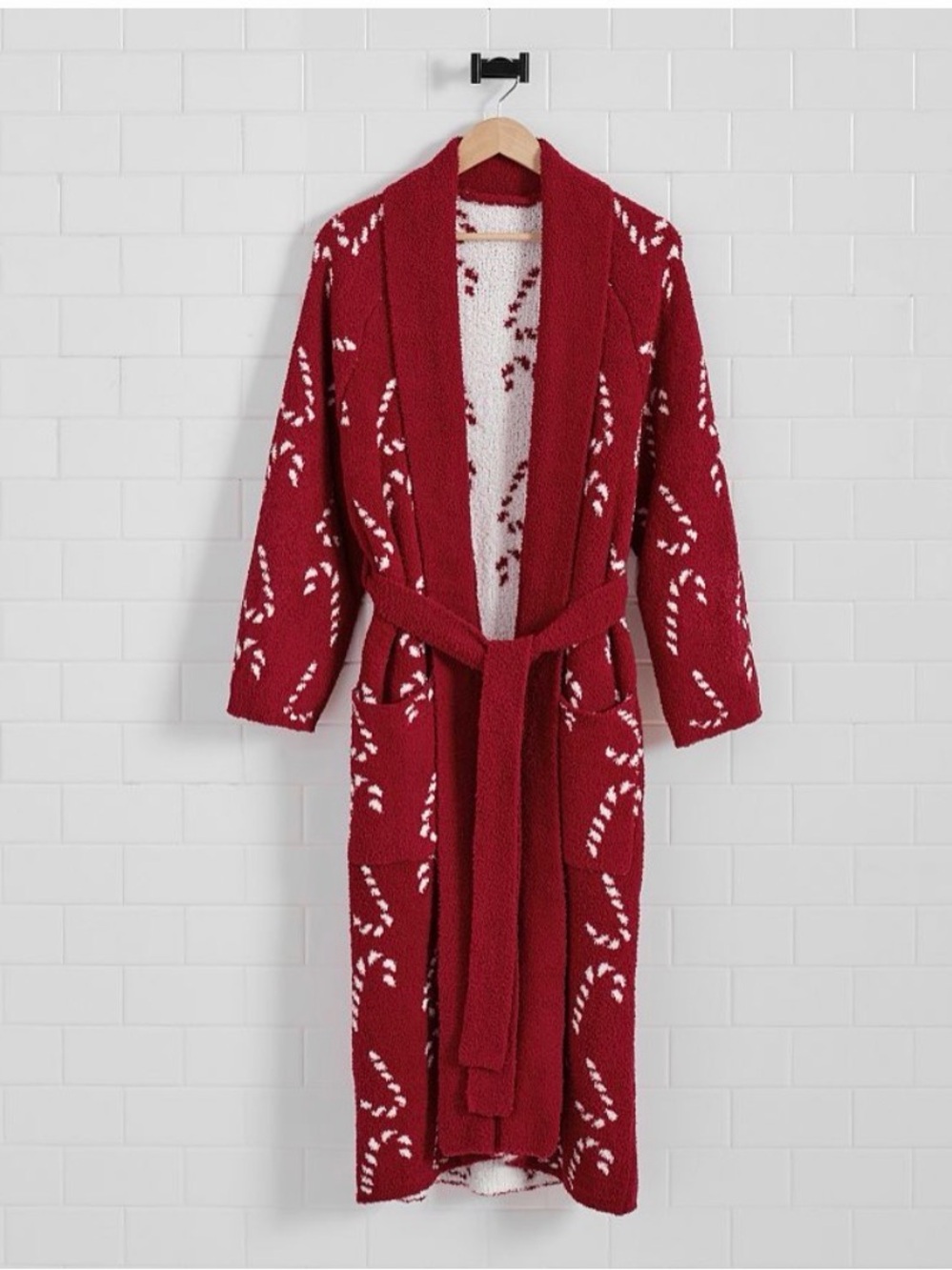 Pottery Barn Candy Cane Jacquard Robe - Size Large